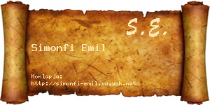 Simonfi Emil névjegykártya